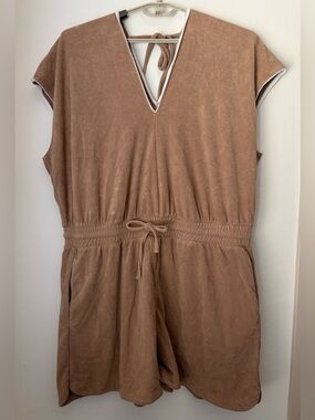 Summersalt Terrycloth Romper Size 2XL Tan Organic Cotton Blend Beach Vacation